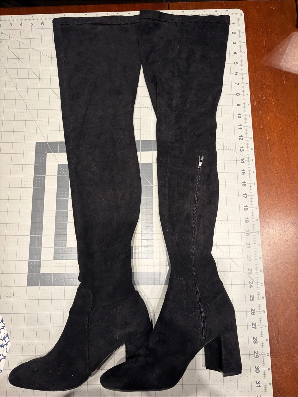 Jeffrey Campbell Black Over-the-Knee Block Heel Boots